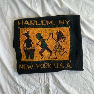 Vintage Short Sleeve T-Shirt - Black 'Harlem, NY' Graphic